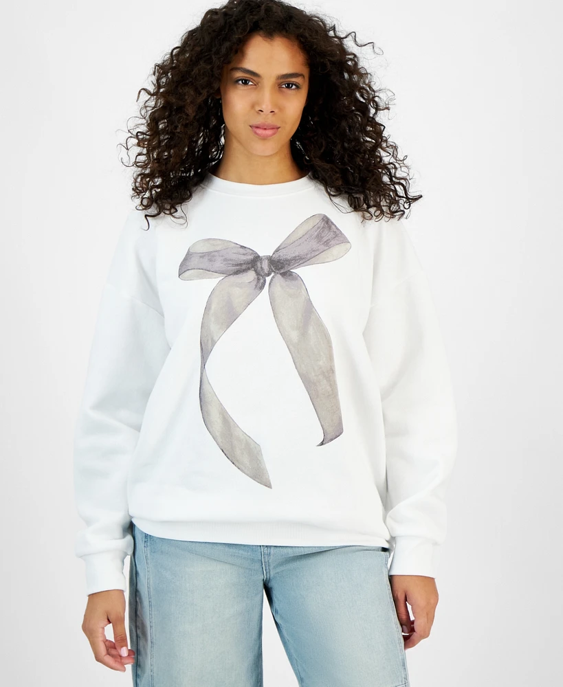 Self Esteem Juniors' Bow Graphic Print Sweatshirt