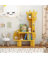 Costway Giraffe Bookcase for Kids 4-Tier Toy Storage Organizer with Open Storage Shelves