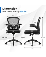 Costway Ergonomic Office Chair with Flip-Up Armrests Rocking Backrest Computer Desk Chair