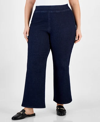 Anne Klein Plus High-Rise Pull-On Flare-Leg Jeans