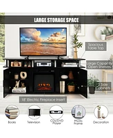 Gymax 63'' Fireplace Tv Stand W/18'' 1400W Electric Fireplace up to 70'' Black