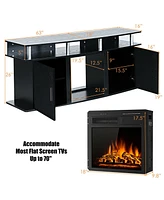 Gymax 63'' Fireplace Tv Stand W/18'' 1500W Electric Fireplace up to 70'' Black