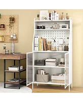 Costway 5-tier Metal Kitchen Bakers Rack with Pegboard 8 Hooks 5-position Adjustable Shelf