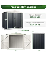 Costway 7 x 4 Ft Metal Outdoor Storage Shed Snap-on Structures for Efficient Assembly