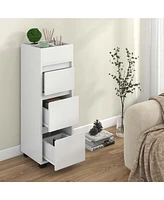 Costway Bathroom Floor Cabinet with 3 Drawers 4 Compartments 2-Side Available Towel Shelf