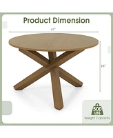 Costway 47" Round Dining Table with Solid Acacia Wood Legs for 4-6 Person for Kitchen