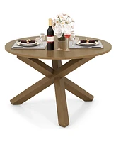 Costway 47" Round Dining Table with Solid Acacia Wood Legs for 4-6 Person for Kitchen