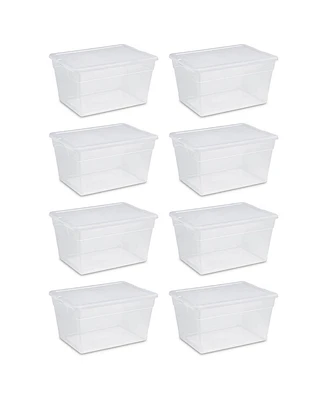 Sterilite 56 Quart Clear Plastic Storage Container with Latching Lid (8 Pack)