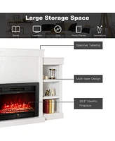 Gymax 70'' Fireplace Tv Stand Media W/ 28.5'' 750W/1500W Electric Brown