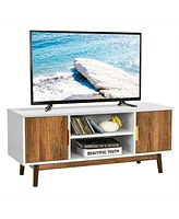 Gymax Tv Stand Entertainment Media Console w/2 Storage Cabinets & Open Shelves