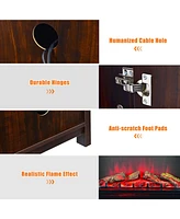 Gymax 59'' Fireplace Tv Stand W/ 25'' 1350W Electric Fireplace Heater Coffee