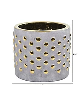 Slickblue 7" Regal Stone Hobnail Planter with Gold Accents