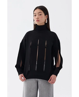 Nocturne Women's Knitted Sweater with Cut-Out Detail