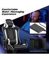Massage Gaming Chair Reclining Racing w/Lumbar Support