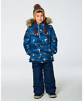 Deux par Toddler Boys Two Piece Snowsuit Navy Printed Mountains Animals - Toddler|Child