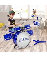 Sugift Kids Jazz Drum Keyboard Set with Stool and Microphone Stand