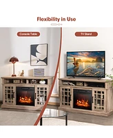 Gymax 48'' Tv Stand Console Cabinet w/ Fireplace Entertainment Center For Living Room Natural