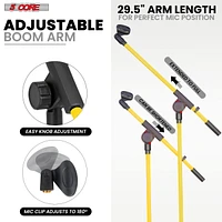 5 Core Tripod Mic Stand Floor Adjustable 18 to 72 Inches Sturdy Boom Arm Holder Microphone Stands Pedestal Para Microfono for Singing Ms 080 Ylw
