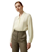 Lilysilk Women's Pleated Point Collar Silk Blouse