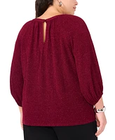 Vince Camuto Plus Size Glitter-Knit Keyhole-Neck Top