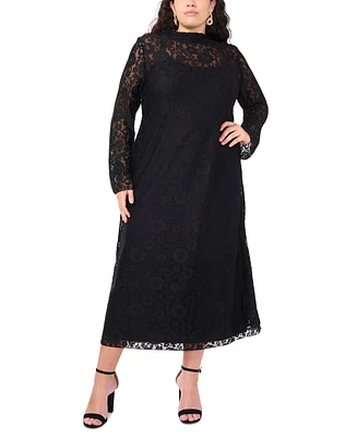 Vince Camuto Plus Size Lace Long-Sleeve Maxi Dress