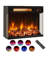 Costway 23" 3-Sided Electric Fireplace Insert Heater 1500W with Thermostat & Remote Control