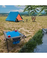 Creative Wagons Folding Portable Camping Table with stemmed glass holders - Red