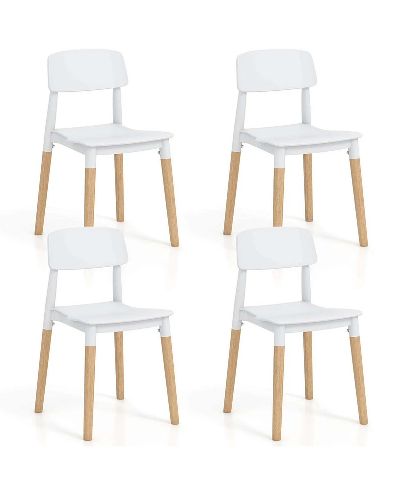 Costway Dining Side Chairs Set of 4 with Ergonomic Backrest Wide Seat & Sturdy Wooden Legs