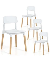 Costway Dining Side Chairs Set of 4 with Ergonomic Backrest Wide Seat & Sturdy Wooden Legs