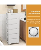 Costway Pcs -Drawer Plastic Rolling Storage Cart with 4 Universal Wheels Dresser Cabinet