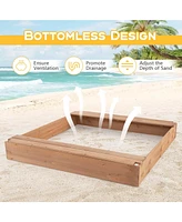Wooden Sandbox with Canopy Tent Design Fir Wood Frame 2 Bench Seats Bottom