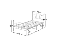 gaomon Twin Bed Frames with Headboard, Metal Twin Size Platform Bed, White Twin Bed Frame for Girls, Heavy Duty Metal Slat Support, No Box Spring Need