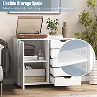 Costway 5-Drawer Chest Rolling Storage Dresser Lateral File Cabinet with Adjustable Shelf