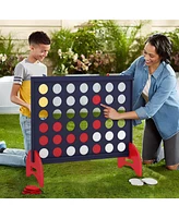 Costway 4-in-a-row Game Set with 42 Pcs Chips & 600D Oxford Fabric Carrying Bag Wooden