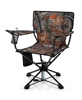 360° Swivel Hunting Chair with Mesh Cup Holder & Storage Pockets Cozy Backrest