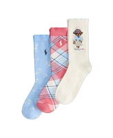 Polo Ralph Lauren Girls Hemingway Bear 3 Pack Socks