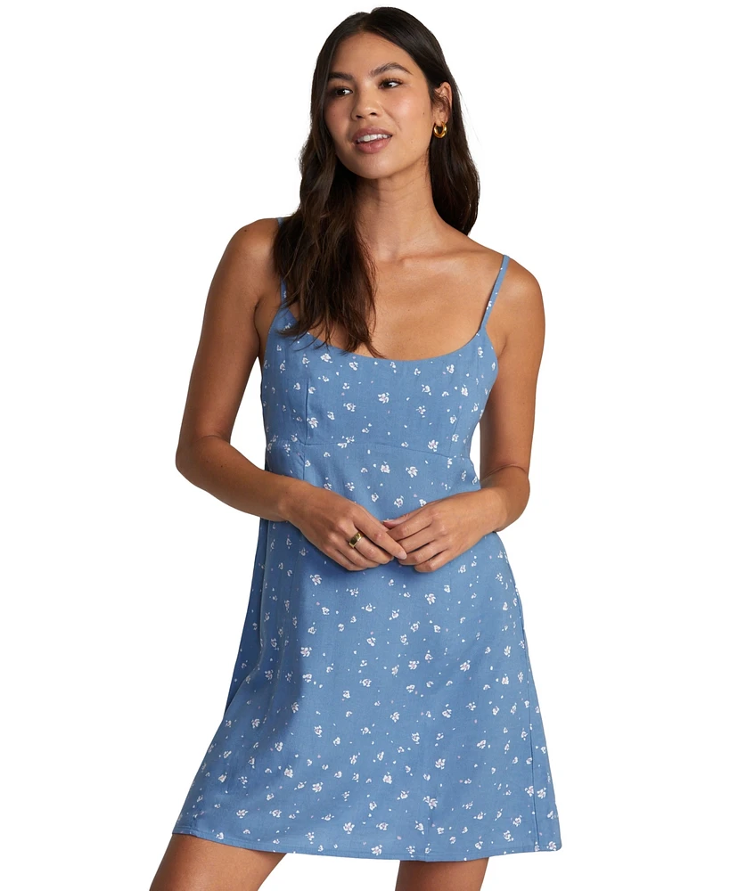 Rvca Juniors' Remi Floral-Print Tie-Back Scoop-Neck Dress