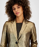 Kasper Women's Metallic Textured Coat,Regular and Petite Sizes