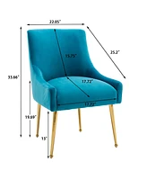 Boyel Living Velvet Dining Chair with Pulling Handle and Adjustable Foot Nails(Set of 2)