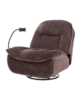 Boyel Living Chenille Fabric Swivel Recliner with Mobile Phone Bracket