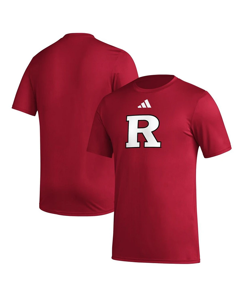 Adidas Men's Scarlet Rutgers Knights Primary Locker Logo Pre-Game Aeroready T-Shirt