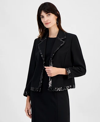 Kasper Women's Sequin Tipped Open-Front Blazer, Regular and Petite Sizes