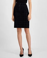 Kasper Women's Plaid Sequin Pencil Skirt, Regular and Petite Sizes