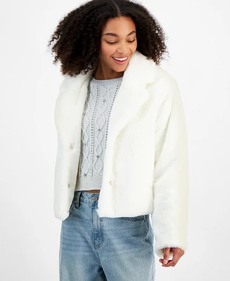 Madden Girl Juniors' Faux-Fur Cropped Blazer Jacket