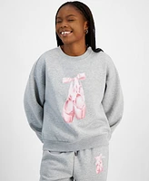 Madden Girl Juniors' Ballet Slipper Graphic-Print Sweatshirt