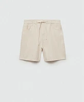 Mango Men's Drawstring Detail Cotton Shorts