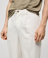 Mango Men's Cotton Lyocell Pleated Pants