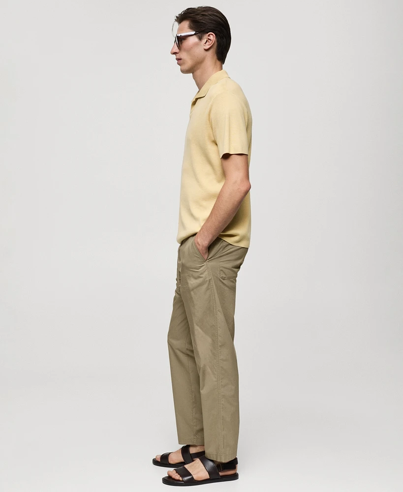 Mango Men's Drawstring Cotton Trousers