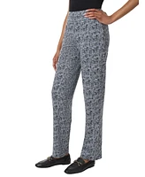 Jones New York Women's Scratch Knit Pull On Straight Leg Pants with Pockets