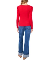 1.state Women's Scoop-Neck Cotton Long-Sleeve Knit Top